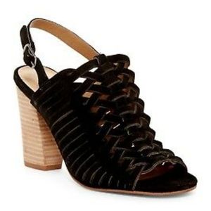 Lucky Brand Yvette Block Heel Black Oiled Suede Heels